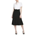 thumbnail image 1 of Karl Lagerfeld Paris Tie Neck A Line Midi Dress Soft Whiteblack 2, 1 of 1