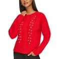 thumbnail image 1 of Karl Lagerfeld Paris Womens Cable Knit Embellished Pullover Sweater, 1 of 1