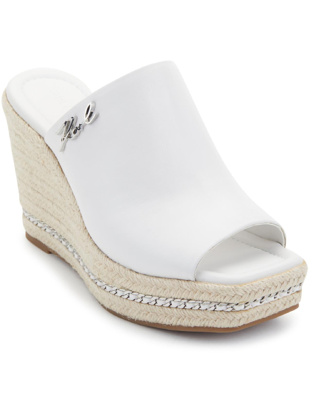 Karl Lagerfeld Paris Womens Corissa Leather Slides Wedge Sandals