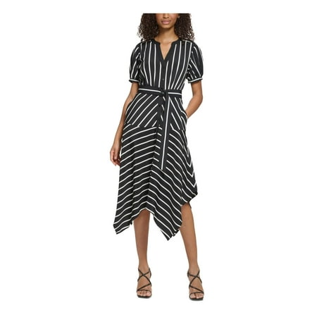 Karl Lagerfeld Paris Womens Crepe Striped Shirtdress