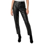 Karl Lagerfeld Paris Womens Cross Tab Zipper Hem Faux Leather Pants Black 10