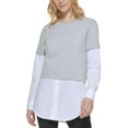 thumbnail image 1 of Karl Lagerfeld Paris Womens Layered Heathered Pullover Top, 1 of 2