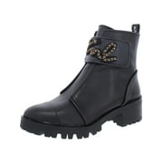 Karl Lagerfeld Paris Womens Leather Embellished Ankle Boots
