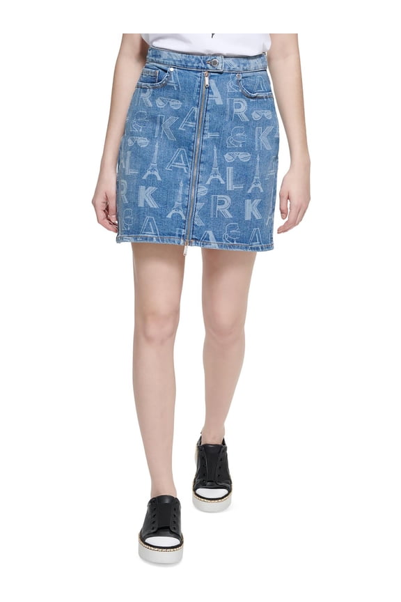Womens Logo Print Mini Skirt Bluestar Wash 12