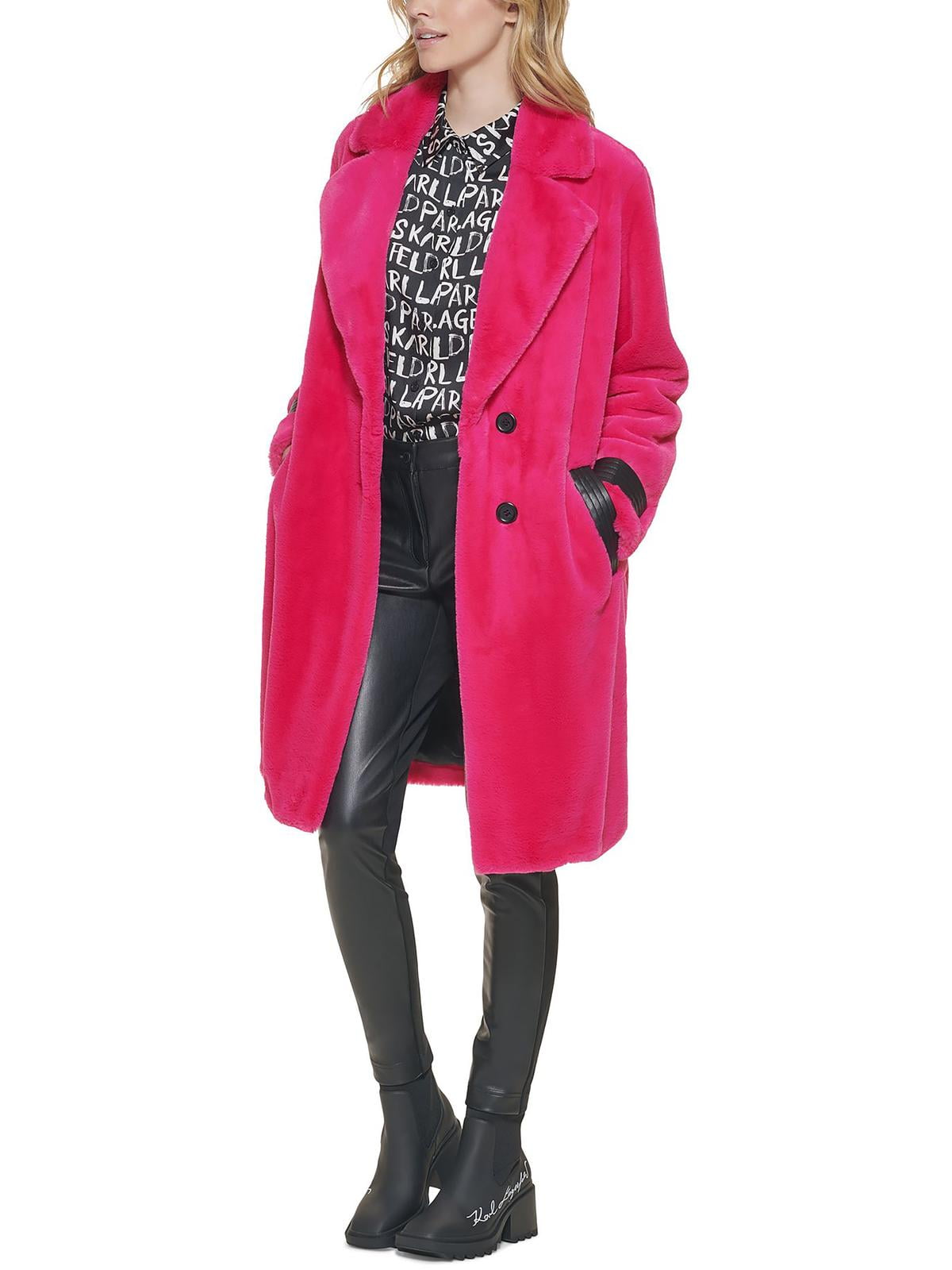 Karl Lagerfeld Paris Womens Long Sherpa Faux Fur Coat - Main Image