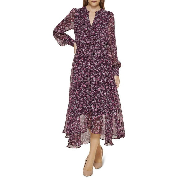 Karl Lagerfeld Paris Womens Ruffled Long Maxi Dress