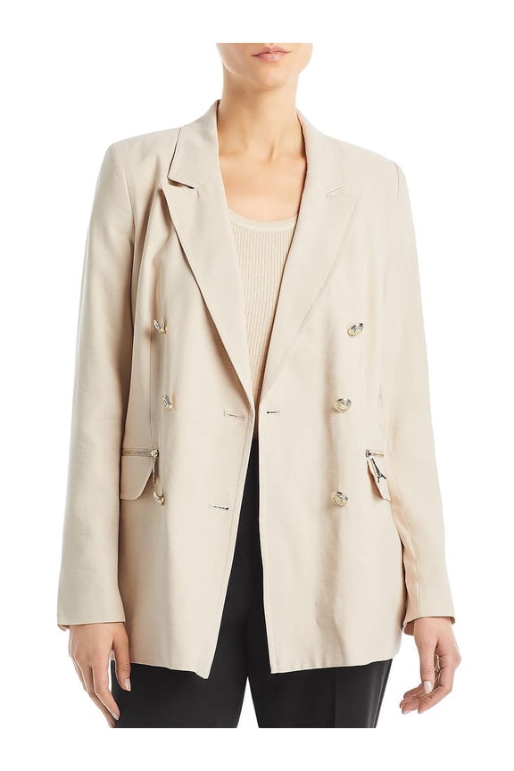 Women's Zip-Pocket Double-Breasted Blazer Bone 10