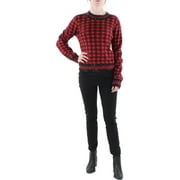 Karl Lagerfeld Paris Womens Sequined Plaid Crewneck Sweater