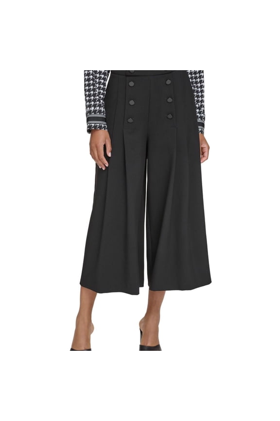 Karl Lagerfeld Womens Button Front Sailor Culotte Pants, Black, 16