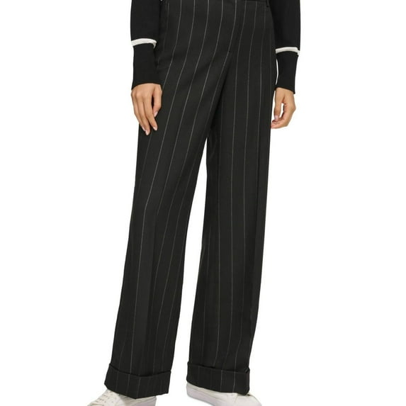 Karl Lagerfeld Womens Metallic Casual Trouser Pants, Black, 12