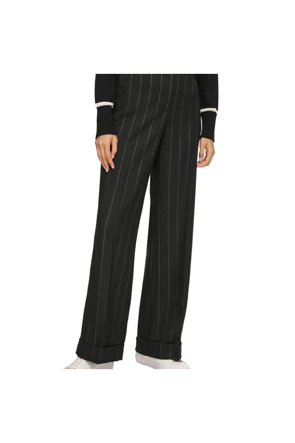 Karl Lagerfeld Womens Metallic Casual Trouser Pants, Black, 4