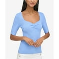 thumbnail image 1 of Karl Lagerfeld Womens Ribbed Knit Blouse, Blue, X-Small, 1 of 1