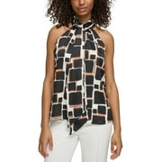 Karl Lagerfeld Womens Tie Neck Pullover Top