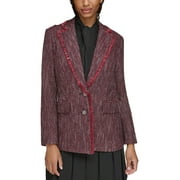 Karl Lagerfeld Womens Tweed Metallic Two-Button Blazer