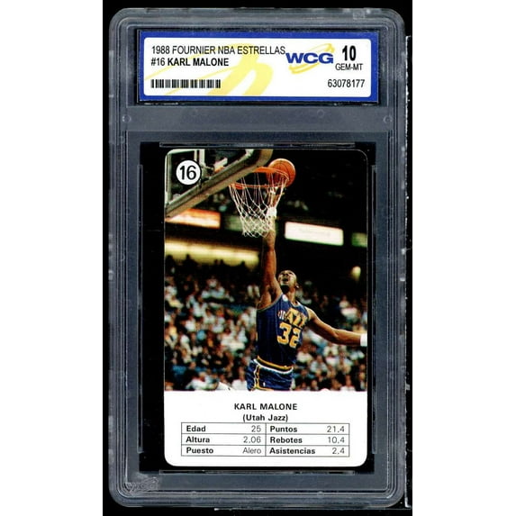 Karl Malone Card 1988 Fournier NBA Estrellas #16 WCG 10 GEM MT