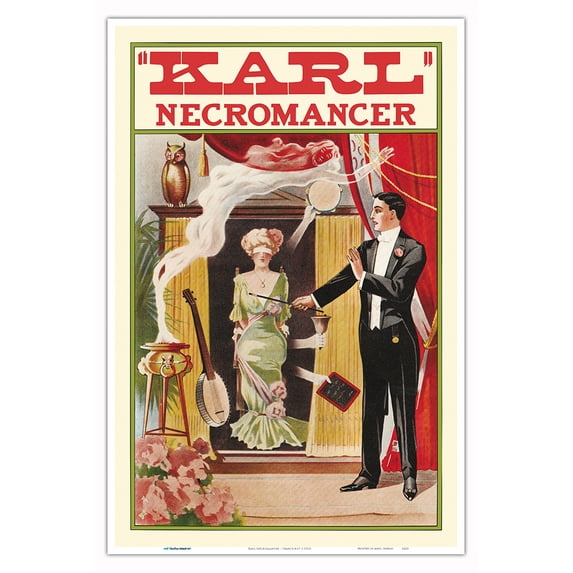 Karl Necromancer - Seance Act - Vintage Magic Poster c.1910 - Master Art Print (Unframed) 12in x 18in