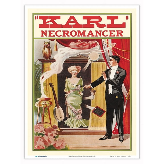 Karl Necromancer - Seance Act - Vintage Magic Poster c.1910 - Master Art Print (Unframed) 9in x 12in