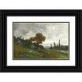 thumbnail image 1 of Karl Pierre Daubigny 24x17 Black Ornate Framed Double Matted Museum Art Print Titled: Shepherdess on the Banks of the River, 1 of 5