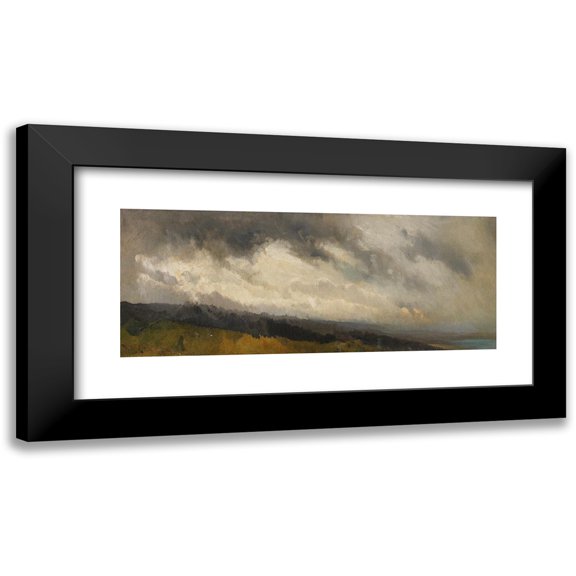 Karl Raupp 14x8 Black Modern Framed Museum Art Print Titled - Thunderstorm Atmosphere at Lake Chiemsee (1875)