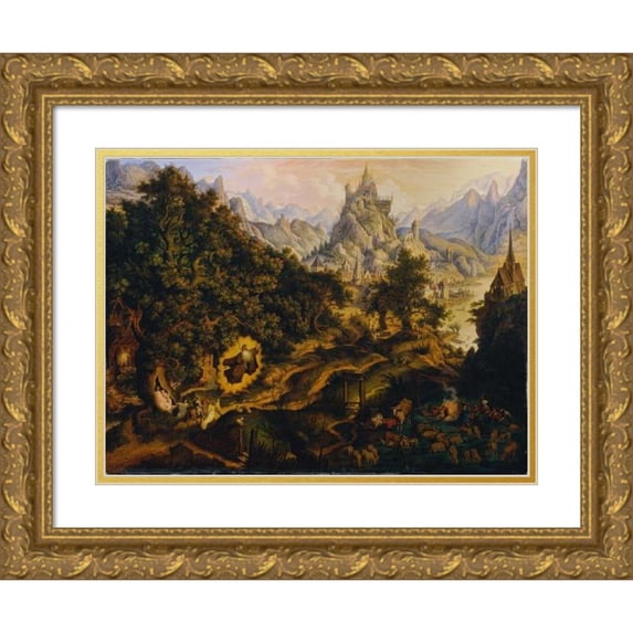 Karl Russ 18x15 Gold Ornate Wood Frame and Double Matted Museum Art Print Titled - The Tannhauser Legend (1825)