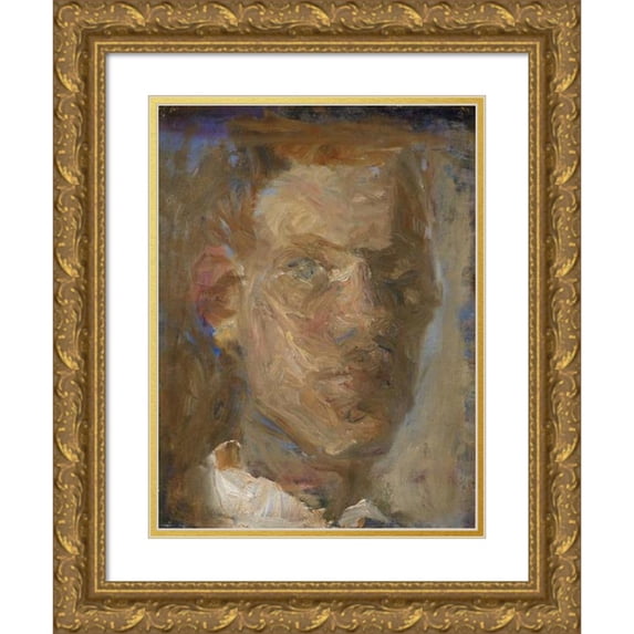 Karl Schou 19x24 Gold Ornate Framed and Double Matted Museum Art Print Titled - Shelf -Portrait (1884 - 1938)