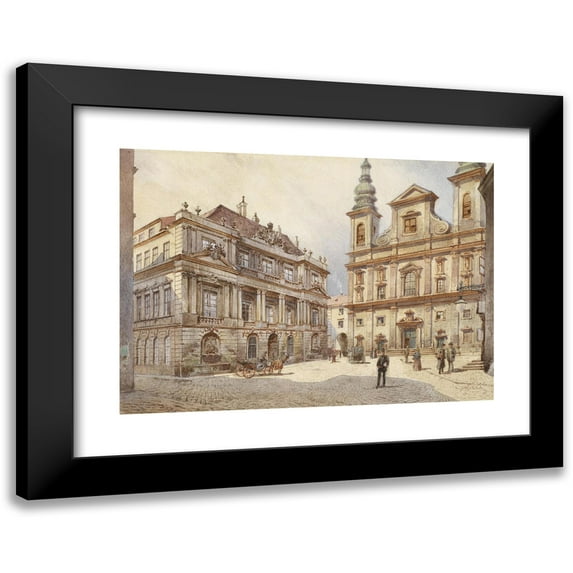 Karl Wenzel Zajicek 24x18 Black Modern Framed Museum Art Print Titled - Vienna Jesuit Church and Old University