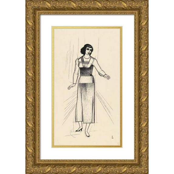 Karl Wiener 10x14 Gold Ornate Wood Frame and Double Matted Museum Art Print Titled - Female Figure