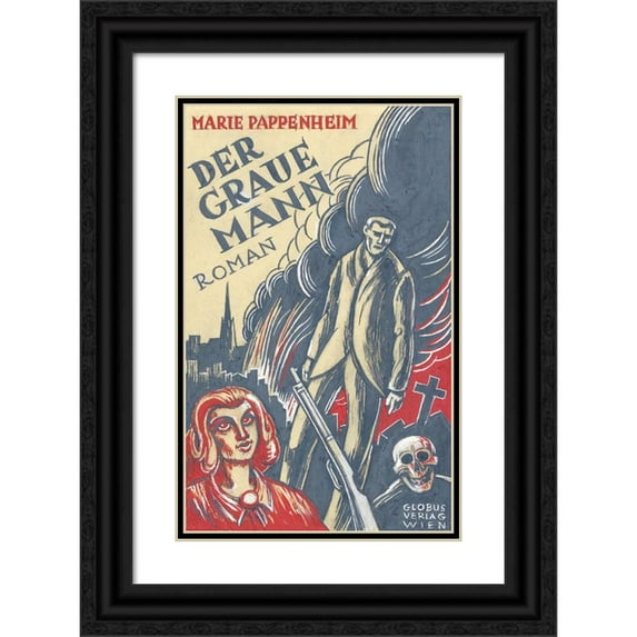 Karl Wiener 11x14 Black Ornate Wood Framed Double Matted Museum Art Print Titled: Marie Pappenheim the Gray Man Roman Globus-Verlag Vienna (Variant 4) (Before 1949)