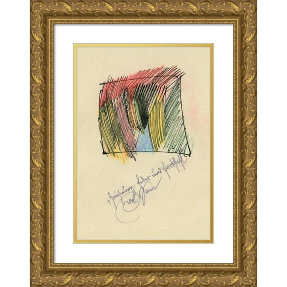 Karl Wiener 11x14 Gold Ornate Wood Frame and Double Matted Museum Art Print Titled - Drawing; Feder and Color Pin (Around 1923)