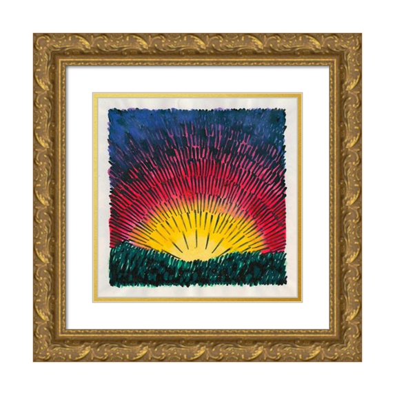 Karl Wiener 12x12 Gold Ornate Wood Frame and Double Matted Museum Art Print Titled - Composition from 'Pflaster and Wiese ’XXI (1924)