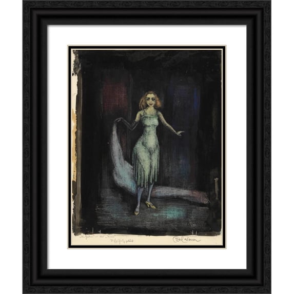 Karl Wiener 12x14 Black Ornate Wood Framed Double Matted Museum Art Print Titled: The Greens - as a Film Diva (Approx. 1930)
