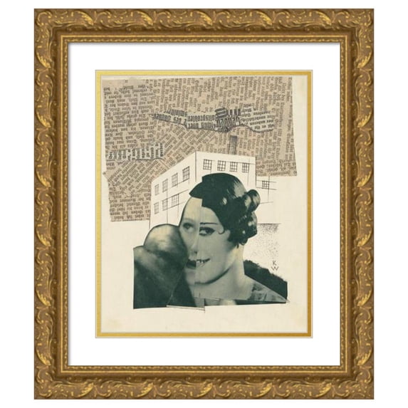Karl Wiener 12x14 Gold Ornate Wood Frame and Double Matted Museum Art Print Titled - Lady and Prison (Around 1941)