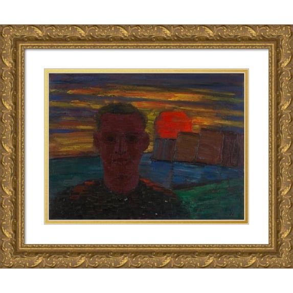 Karl Wiener 14x11 Gold Ornate Wood Frame and Double Matted Museum Art Print Titled - Male Portrait (Approx. 1932)