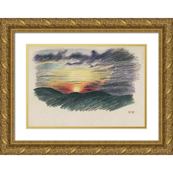 Karl Wiener 14x11 Gold Ornate Wood Frame and Double Matted Museum Art Print Titled - Nature Study Xlvii (1924)