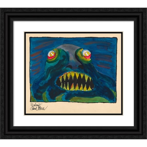 Karl Wiener 14x12 Black Ornate Wood Framed Double Matted Museum Art Print Titled: Moloch (Around 1923)