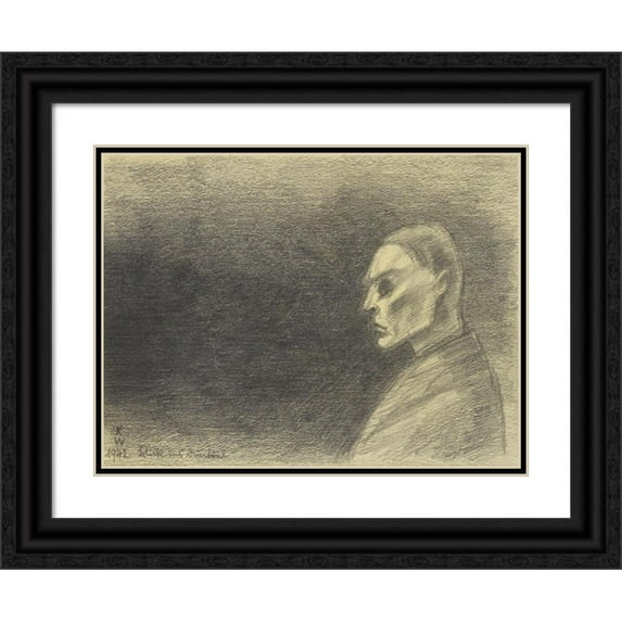 Karl Wiener 14x12 Black Ornate Wood Framed Double Matted Museum Art Print Titled: View into the Dark (1942)