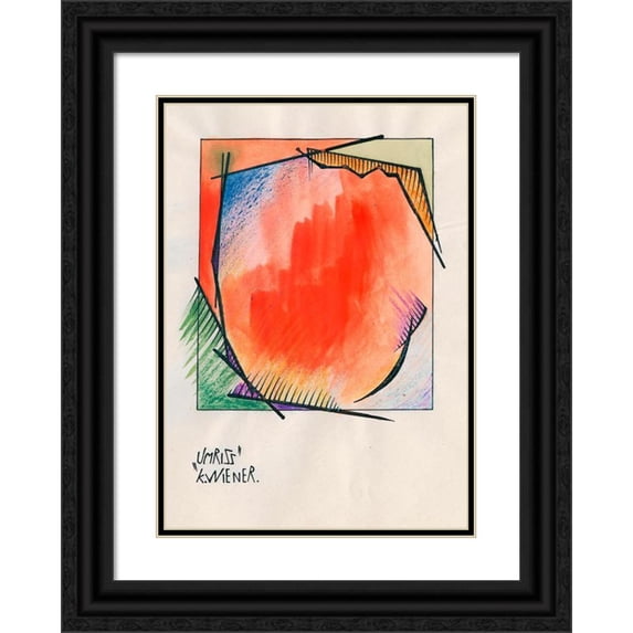Karl Wiener 14x18 Black Ornate Wood Framed Double Matted Museum Art Print Titled - Outline (Around 1921)