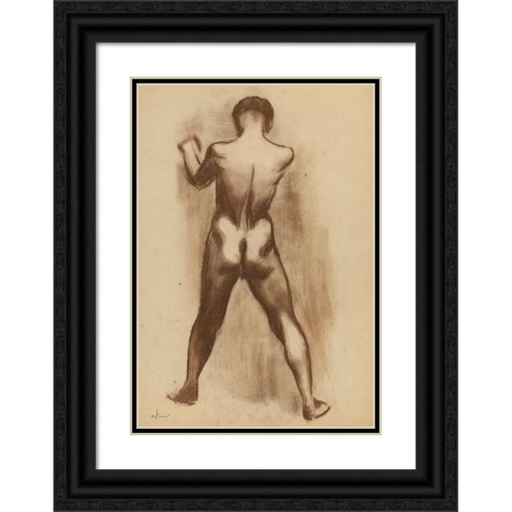Karl Wiener 14x18 Black Ornate Wood Framed Double Matted Museum Art Print Titled - Standing Male Act