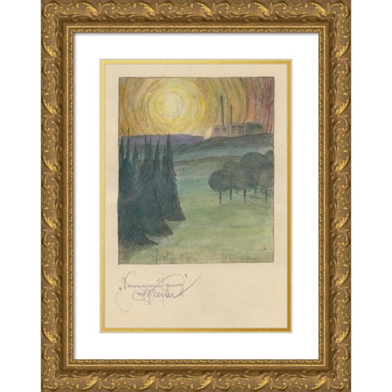 Karl Wiener 14x18 Gold Ornate Wood Frame and Double Matted Museum Art Print Titled - Sunrise (Around 1923)