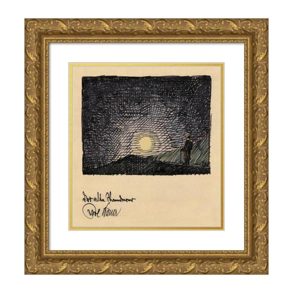 Karl Wiener 15x16 Gold Ornate Wood Frame and Double Matted Museum Art Print Titled - The Old Hiker (Around 1924)