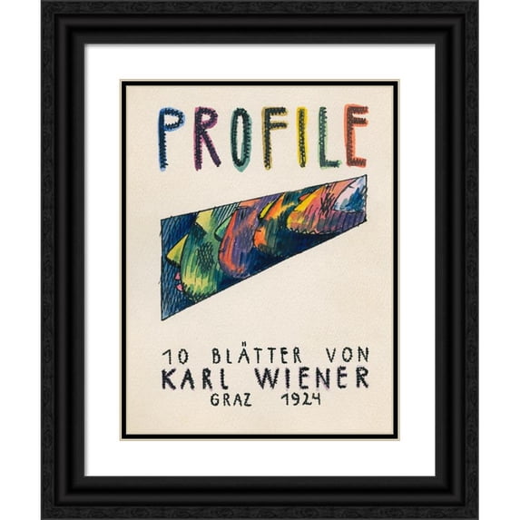 Karl Wiener 15x18 Black Ornate Wood Framed Double Matted Museum Art Print Titled - Profiles, 10 Leaves, Graz (1924)