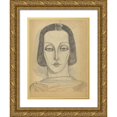 thumbnail image 1 of Karl Wiener 15x18 Gold Ornate Wood Frame and Double Matted Museum Art Print Titled - Female Portrait (Draft), 1 of 4