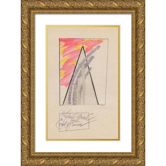 Karl Wiener 16x24 Gold Ornate Framed and Double Matted Museum Art Print Titled - Building in Gray (Around 1923)