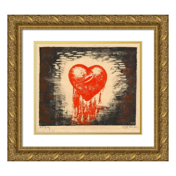 Karl Wiener 17x15 Gold Ornate Wood Frame and Double Matted Museum Art Print Titled - The Heart (Around 1930)