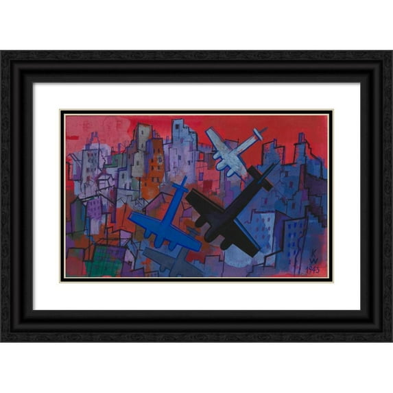 Karl Wiener 18x13 Black Ornate Wood Framed Double Matted Museum Art Print Titled - October (1943)
