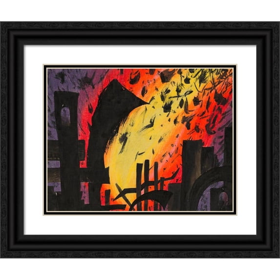 Karl Wiener 18x15 Black Ornate Wood Framed Double Matted Museum Art Print Titled - Disaster (Around 1928)