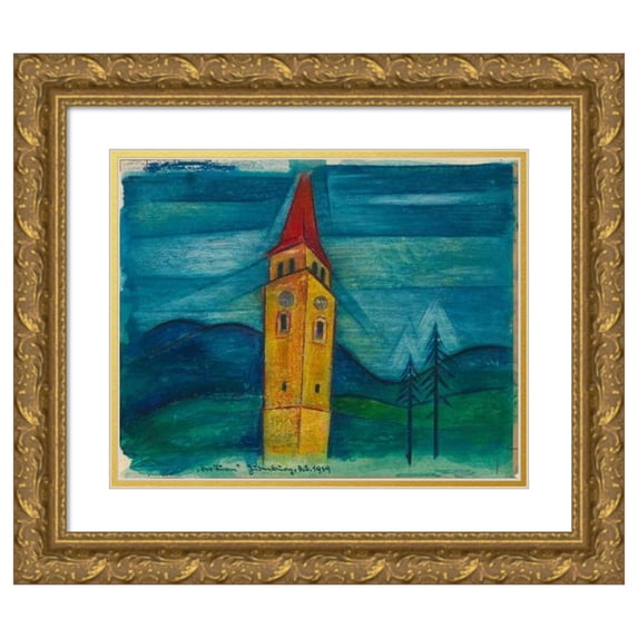 Karl Wiener 18x15 Gold Ornate Wood Frame and Double Matted Museum Art Print Titled - The Tower (1939)