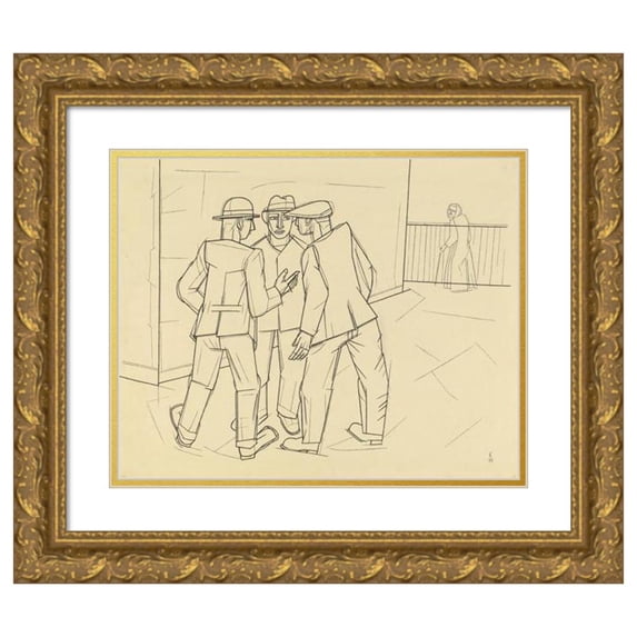 Karl Wiener 18x15 Gold Ornate Wood Frame and Double Matted Museum Art Print Titled - Without Title (Three Men)