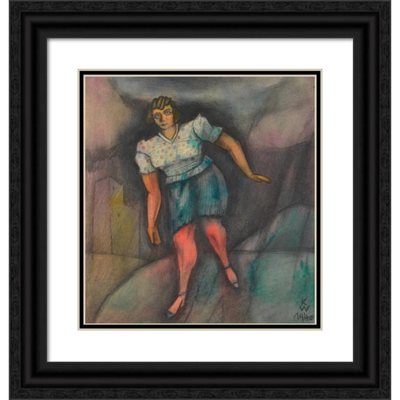 Karl Wiener 20x21 Black Ornate Framed Double Matted Museum Art Print Titled: Thunderstorm; Out of; ‘The 150 Leaves’ (1940)