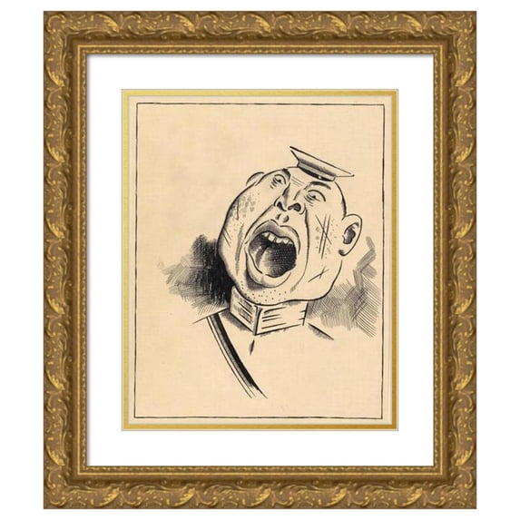 Karl Wiener 20x24 Gold Ornate Framed and Double Matted Museum Art Print Titled - A Call is Brewing Like Donnerhall